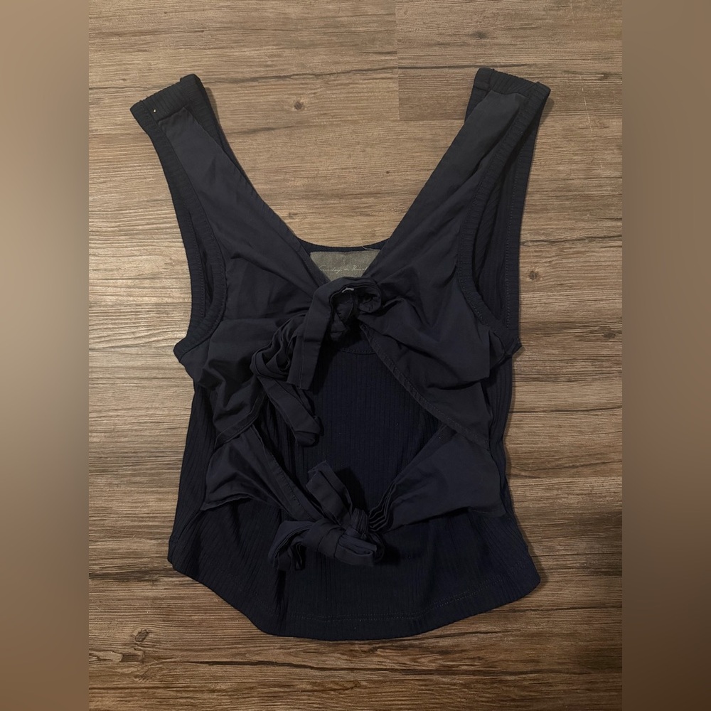 Sunday in Brooklyn Black Tie-Back Ribbed Tank